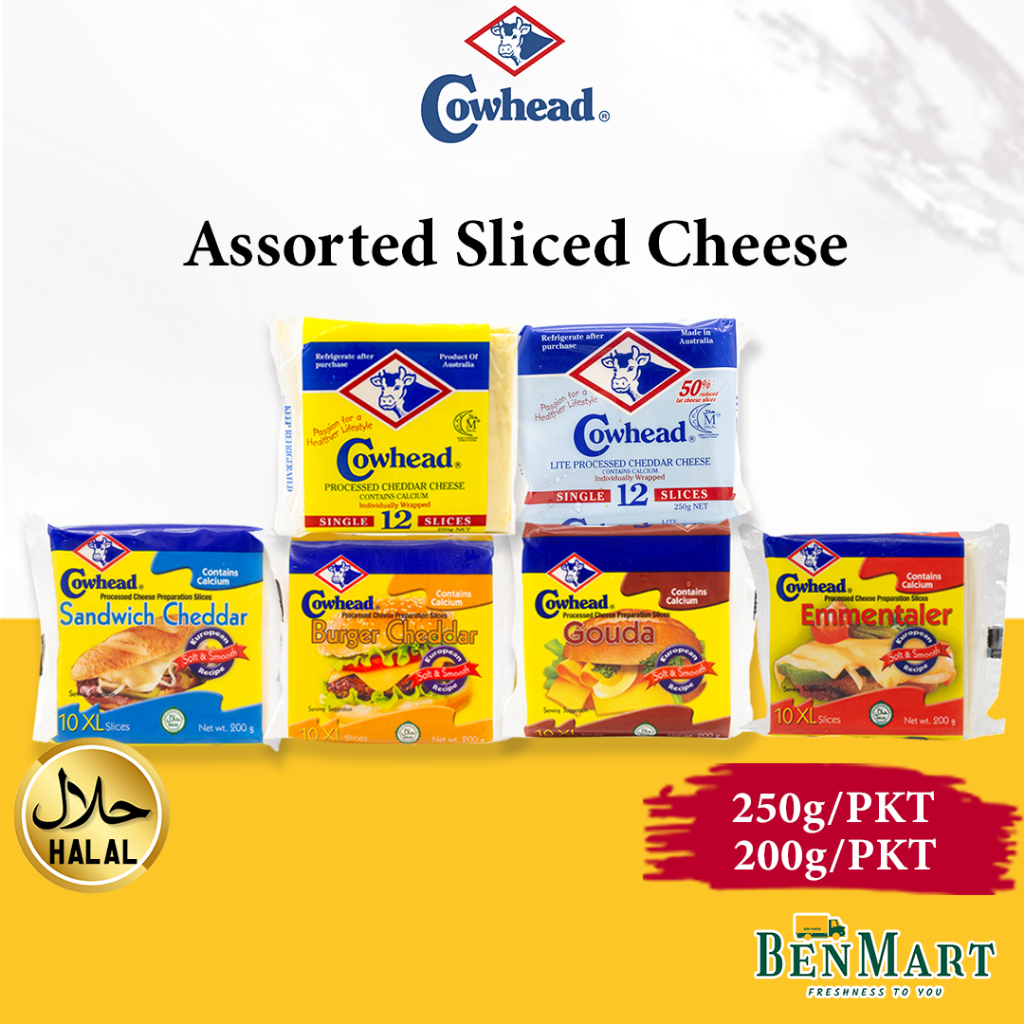 [BenMart Chill] Cowhead Cheese Slices Original/Low Fat/Burger/Sandwich/Gouda/Emmental Halal