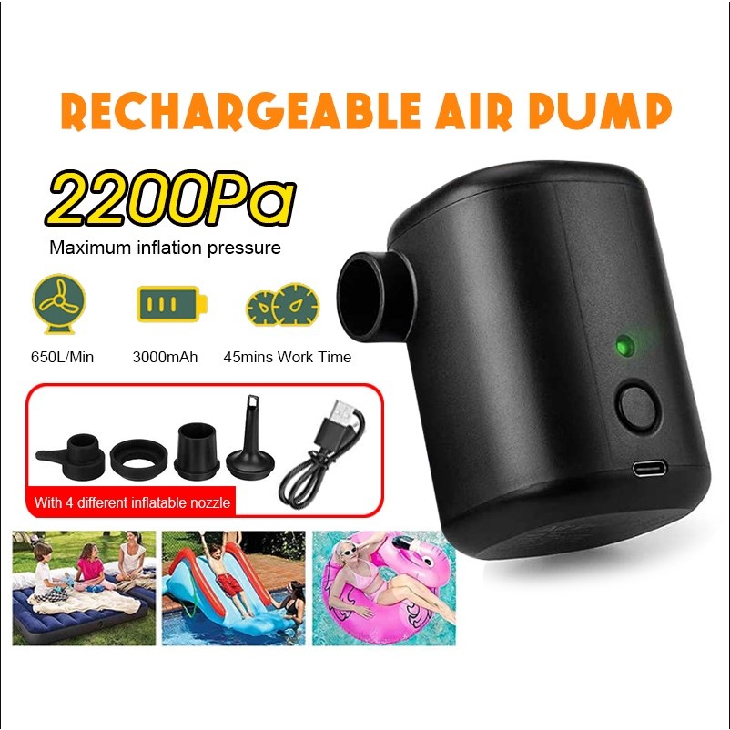 Electric Air Pump inflate/deflate Rechargeable Inflatable Camping Pump
