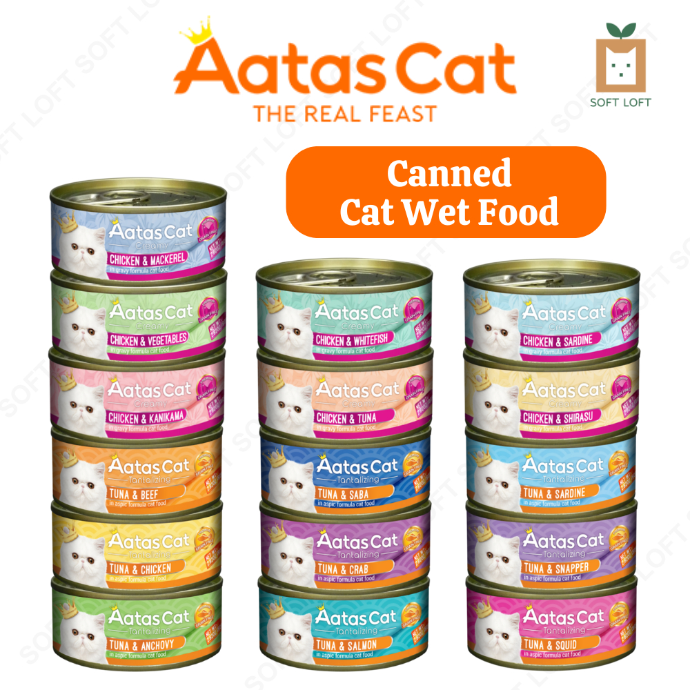 Aatas Cat Wet Canned Food 80g Tantalizing Tuna Creamy Chicken Cat Wet