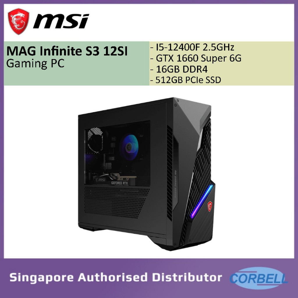 Msi Mag Infinite S3 12th Gaming Desktop I5-12400f 12 Gen 16gb Ddr4 