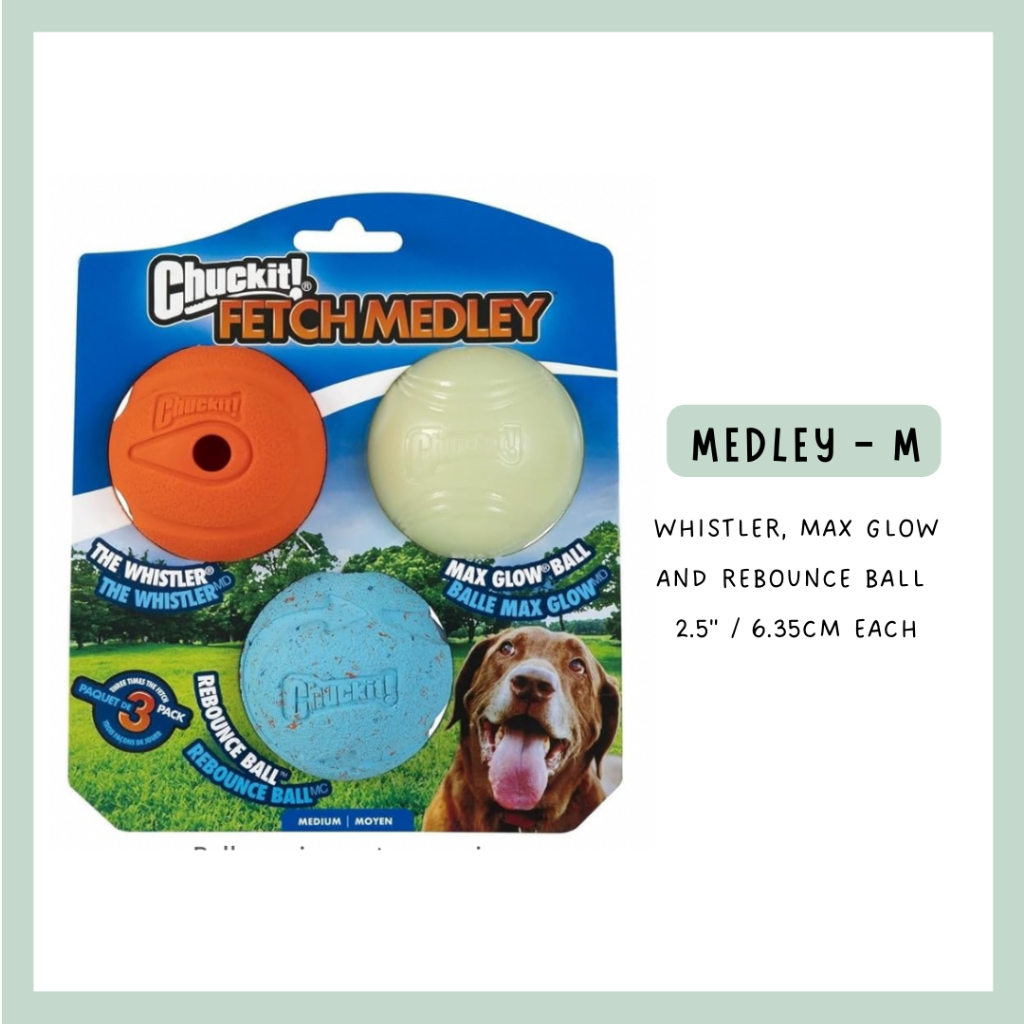 Chuckit! Fetch Dog Balls Max Glow Whistler Medley Ball Toy for