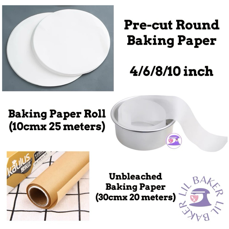 [LIL BAKER] 50PCS ROUND BAKING PAPER AIRFRYER PAPER (4/6/8/10 INCH ...
