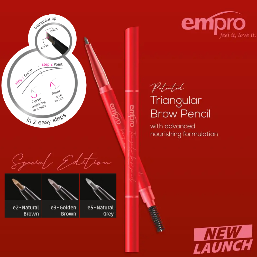 EMPRO Aluminium Triangular Tip Brow Pencil enriched with Vitamin E ...