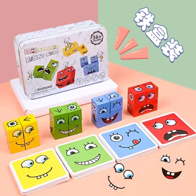 Face Changing Cube Matching Game with 64 Expression Card + Game Bell ...