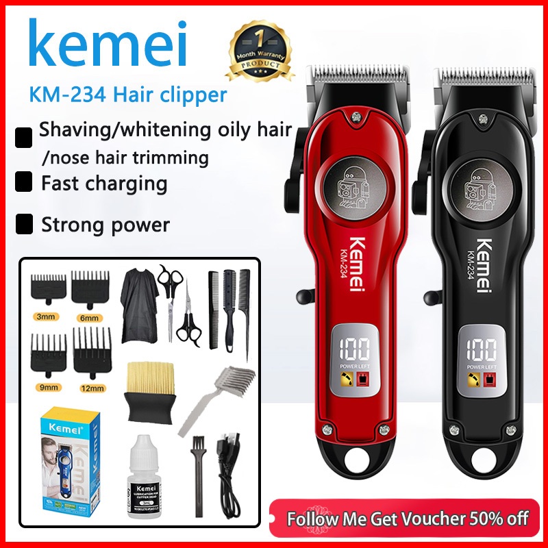 Kemei Professional Hair Clipper For Men Wireless Electric Trimmer ...