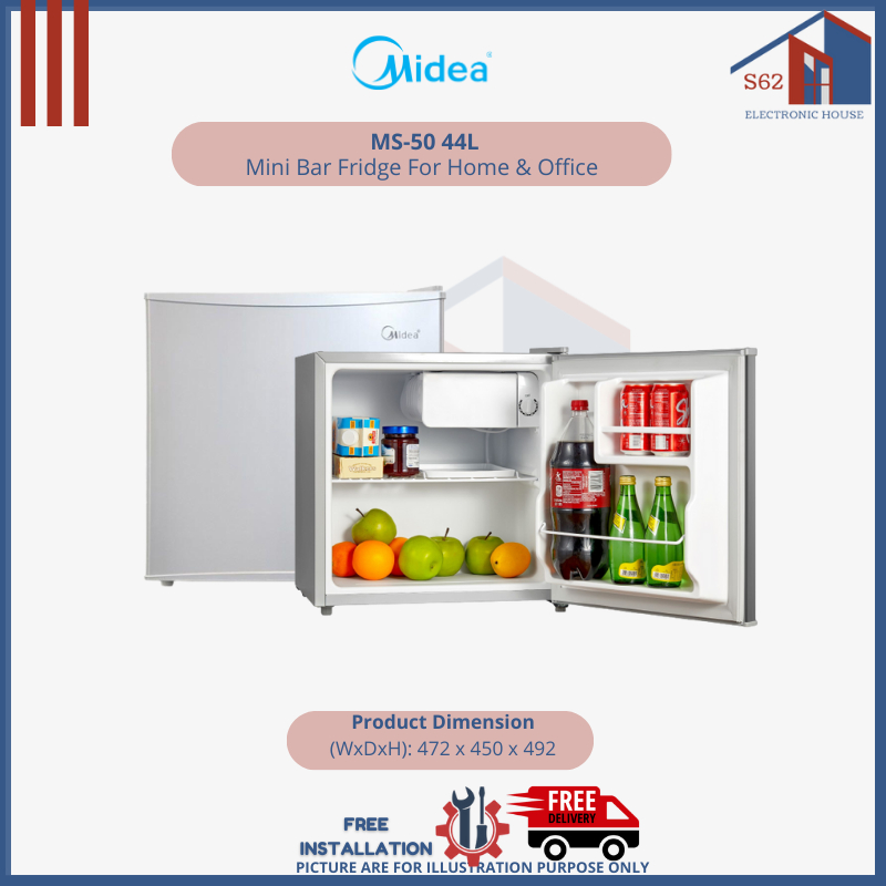 Midea Silver Stainless Steel MS 50 44L Mini Bar Fridge For Home Office Shopee Singapore