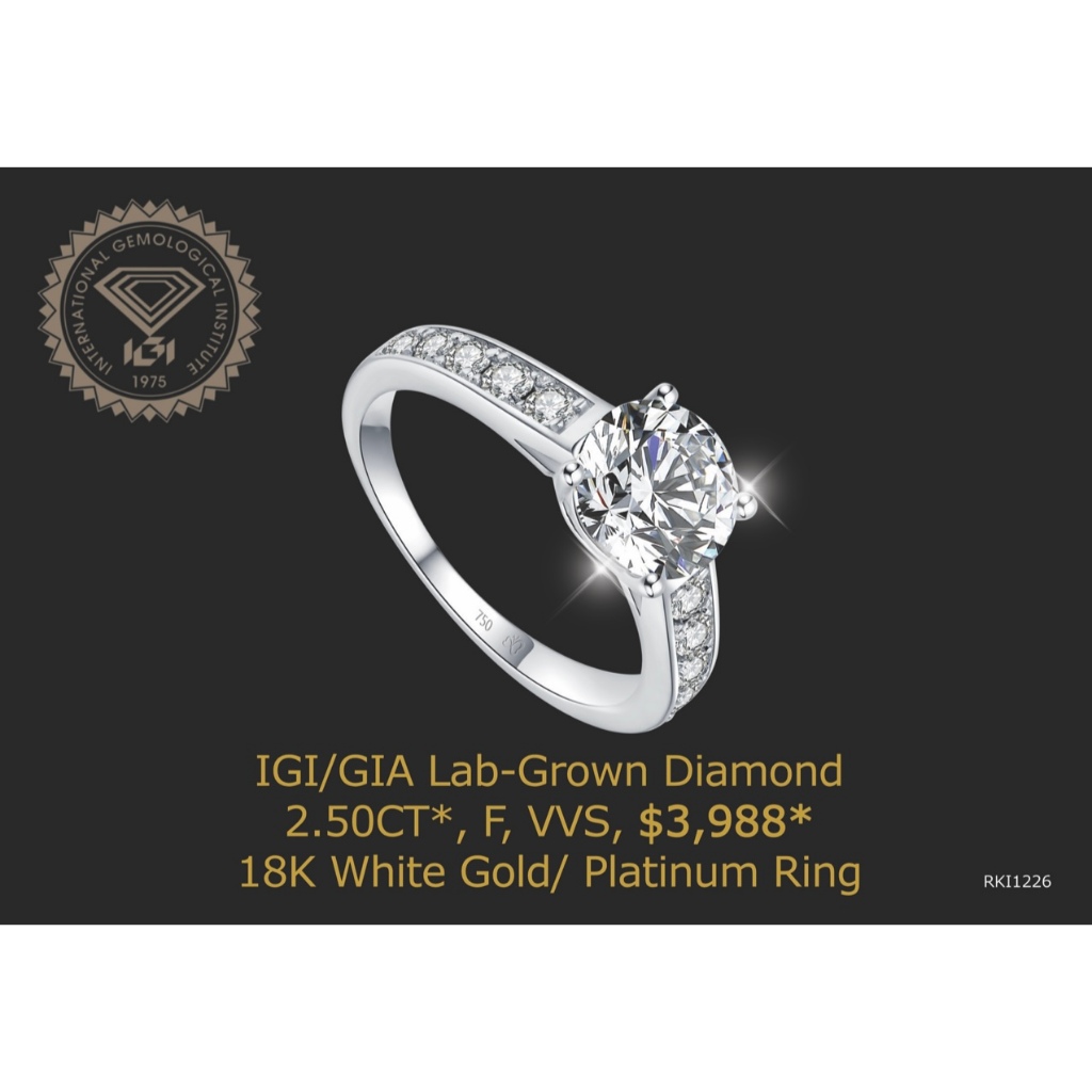 18K (750) White Gold IGI LAB GROWN DIAMOND Total F Color