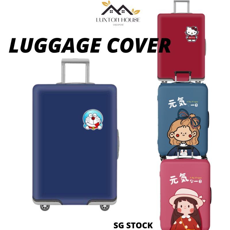 {SG} Polyester Luggage Cover Protector Travel Luggage Elastic Cover Washable Suitcase Cover