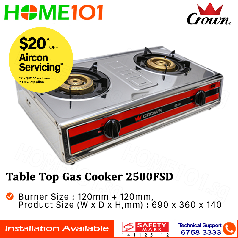 Crown Double Burner Table Top Gas Cooker 2500FSD PUB/LPG *NO