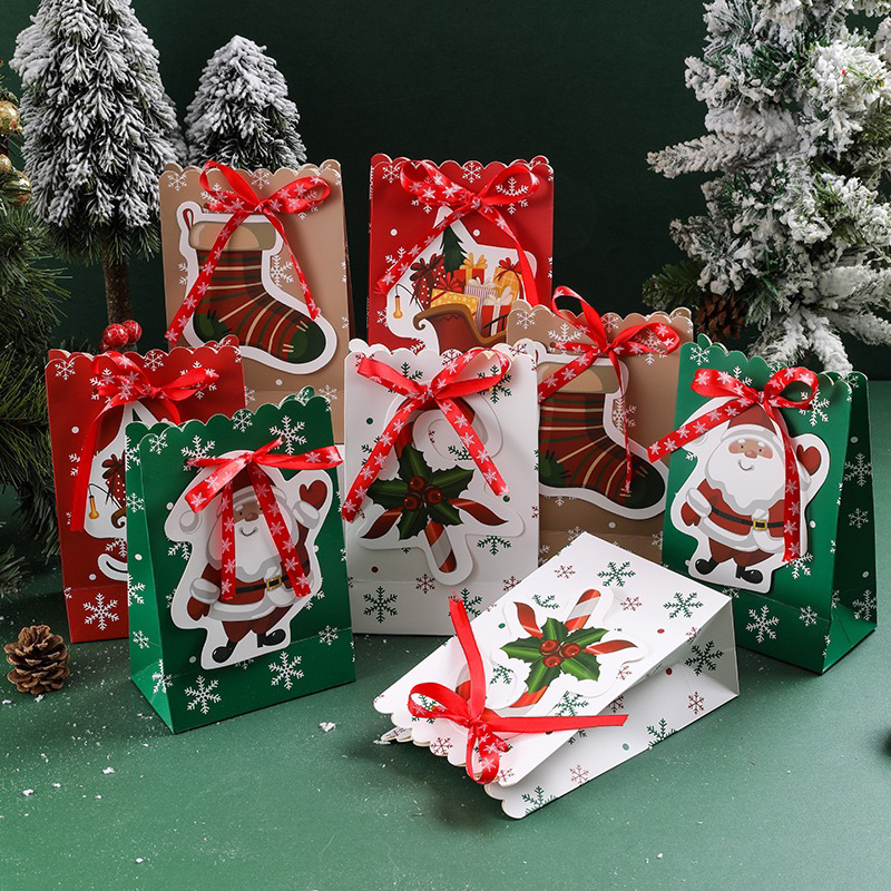 🇸🇬SG Stock Christmas Santa Claus Gift Bags Xmas Candy Cookie