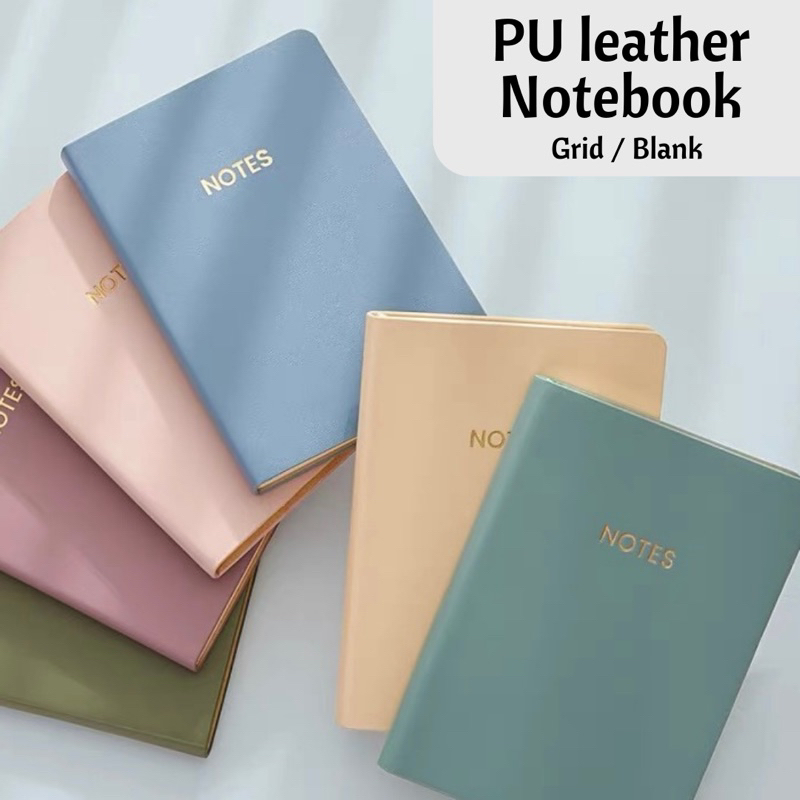 [SG Instock] A5 PU leather Grid/ Blank Notebook Bullet Journal | Shopee ...