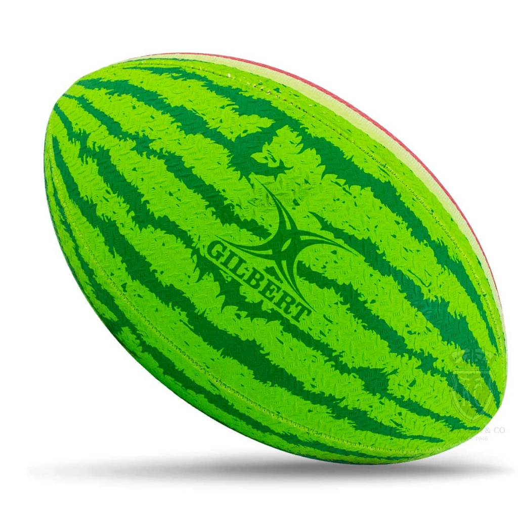 thumbnail image 2 of Gilbert Watermelon Rugby Ball - Fun Size 5 Training Ball For Backyard Games & Kids 2 of 12
