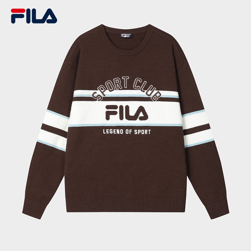 FILA CORE WHITE LINE FILA ORIGINALE Men s Knit Sweater in Brown Shopee Singapore