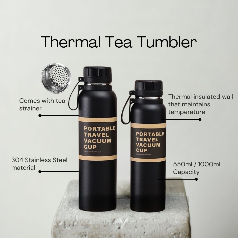 Thermal Tea Tumbler with Strainer (650ml and 1100ml) Shopee Singapore