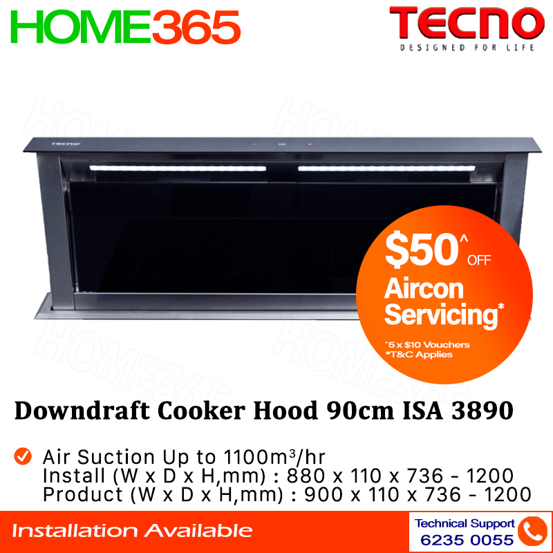 Tecno Downdraft Cooker Hood 90cm ISA 3890 Shopee Singapore
