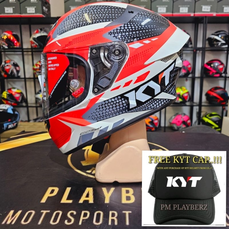 KYT TT-COURSE GEAR BLACK RED HELMET W FREE KYT Shopee