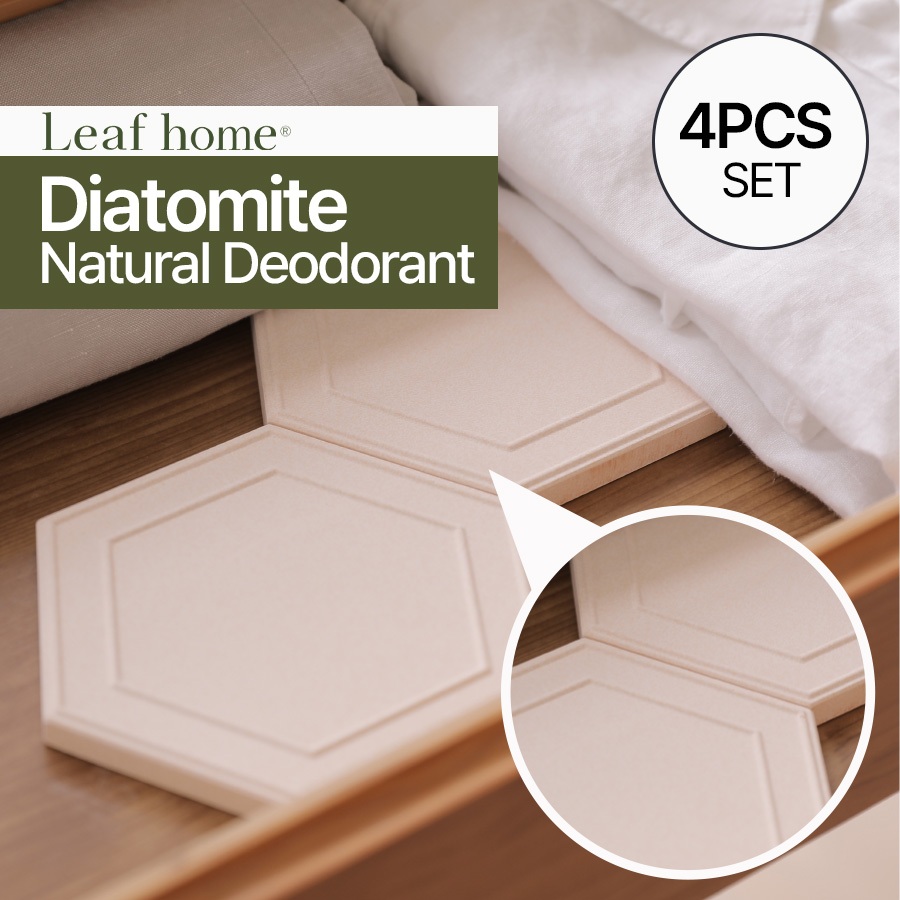 Leafhome Natural Ceramic for Drawers 4P, Non Scents Odor Eliminator