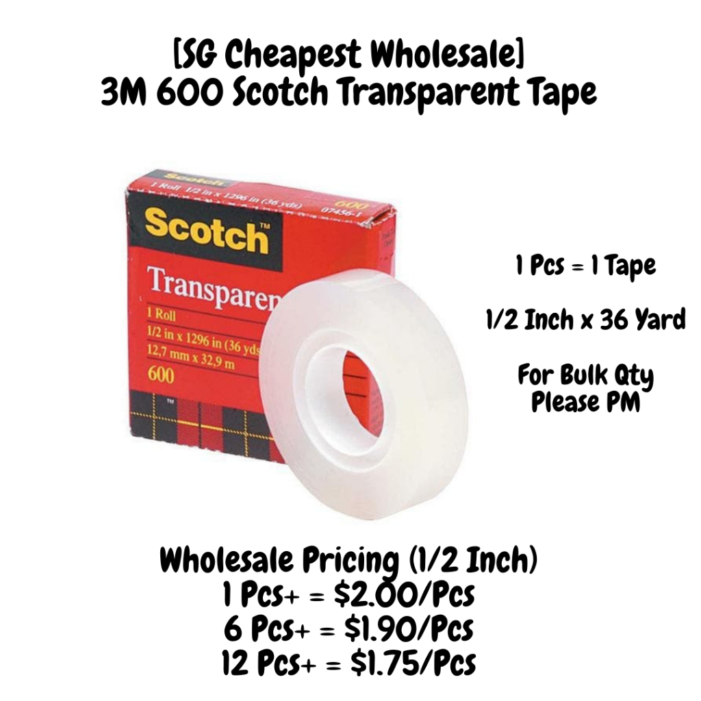 3M 600 Scotch Transparent Tape 1/2 x 36 Yards | Shopee Singapore