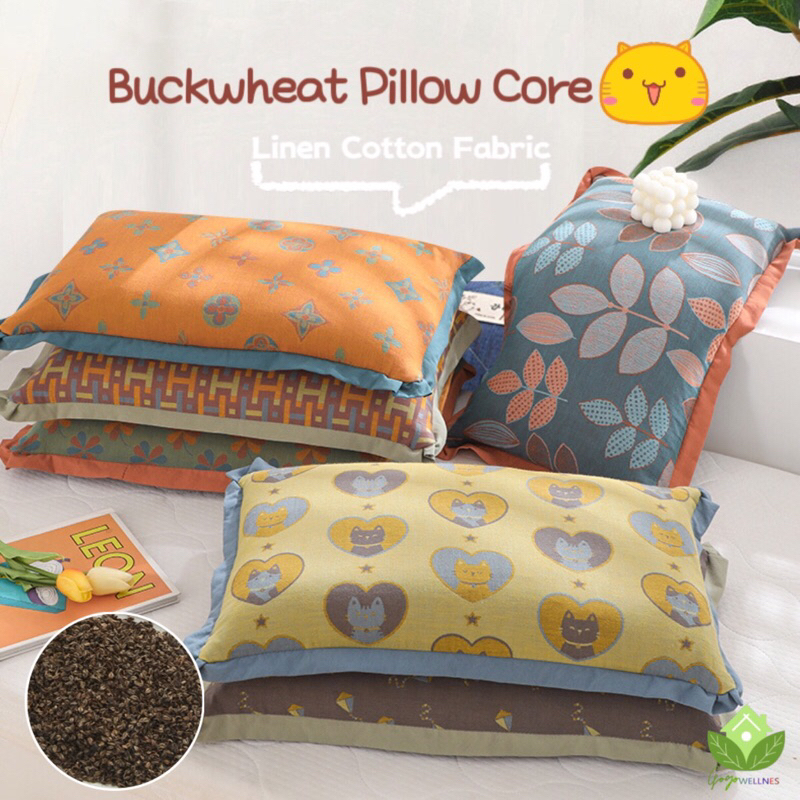 Cotton Pillow Filled with Buckwheat Husks Double layer Washable Pillowcase Sleeping Pillow Shopee Singapore