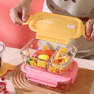 Picnic Fruit Food Green Glass Bento Box Adult/Child Lunchbox Microwave Oven  Partition Fresh-keeping Bowl Can Be Heated Separate - AliExpress