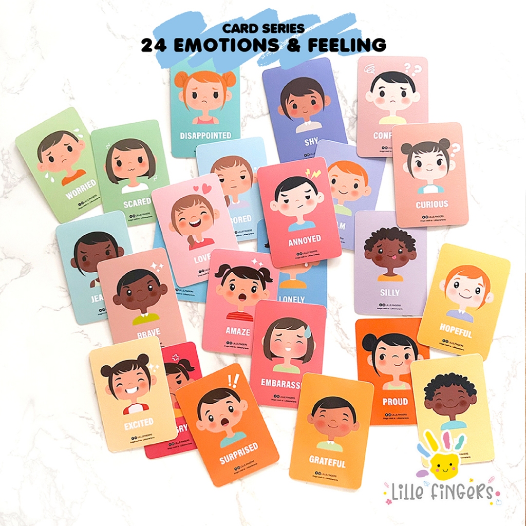 Lille Fingers - Kids Activity Flash Card - 24pcs Emotions and feeling ...