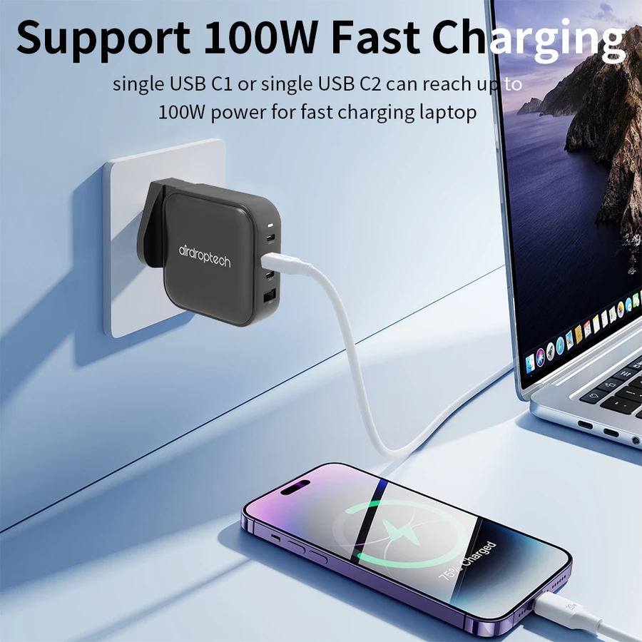 Compact Airdroptech GaN charger for travel