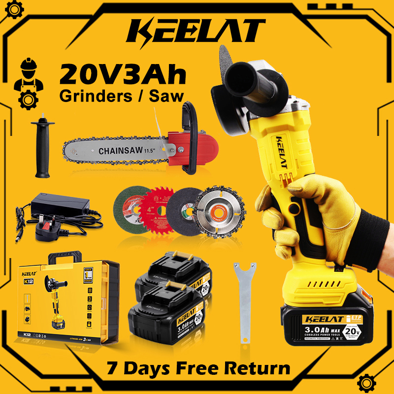 KEELAT KAG007 Cordless Grinder Angle Grinder Battery Brushless DualUse