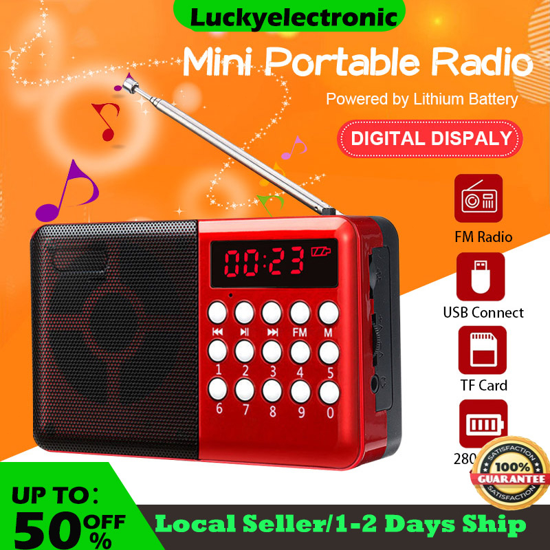 【SG】Mini Portable Radio Handheld Digital FM USB TF MP3 Player