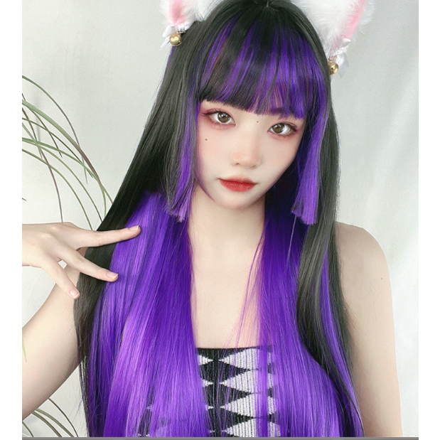 Orange Wigs for Women Long Water Wave Wig with Side Bangs Halloween Costume Party Wig Cosplay Heat Resistant Fiber Shopee Singapore