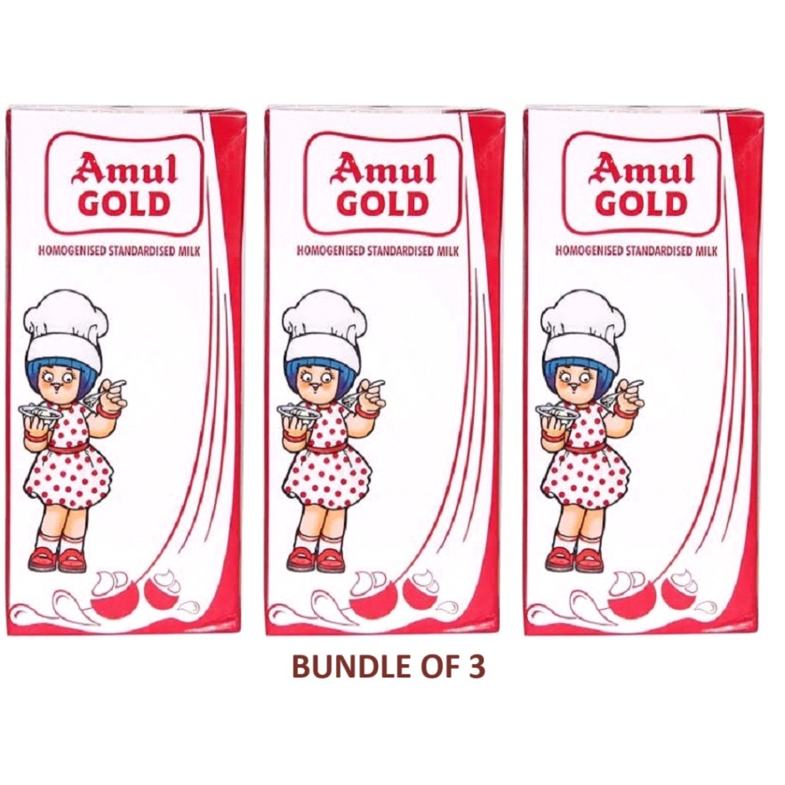 AMUL GOLD Extra Cream Milk 1 L x 3, Exp 13 Jul 2025 | Shopee Singapore