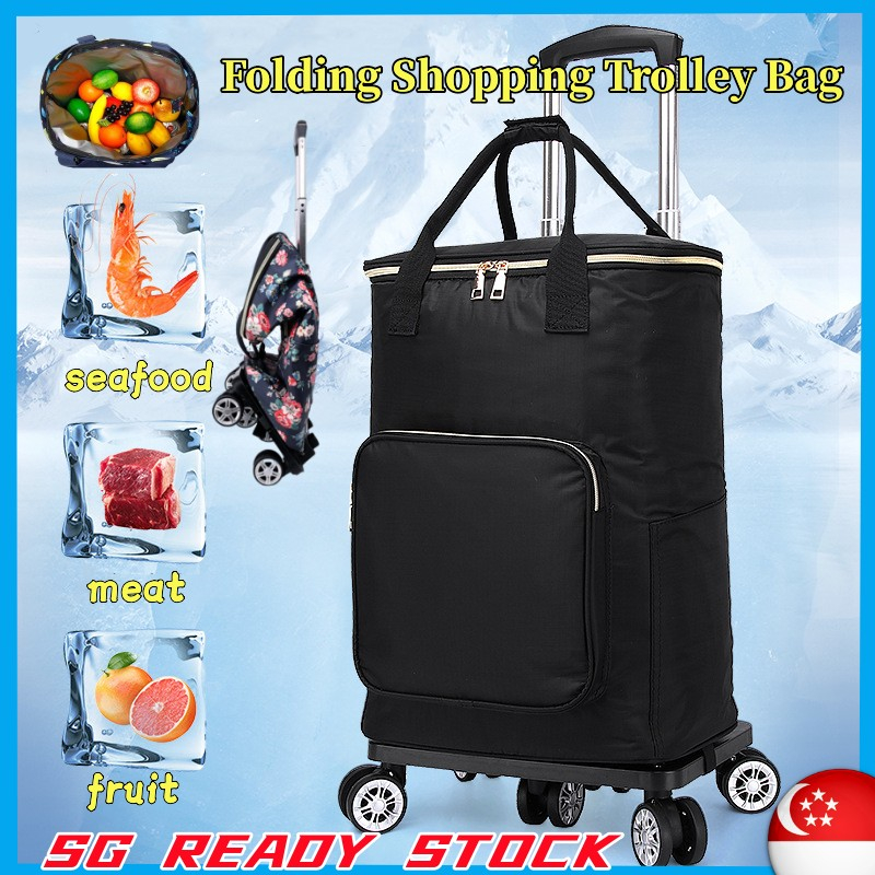 [SG STOCK] Folding Shopping Trolley Bag Retractable With Wheels