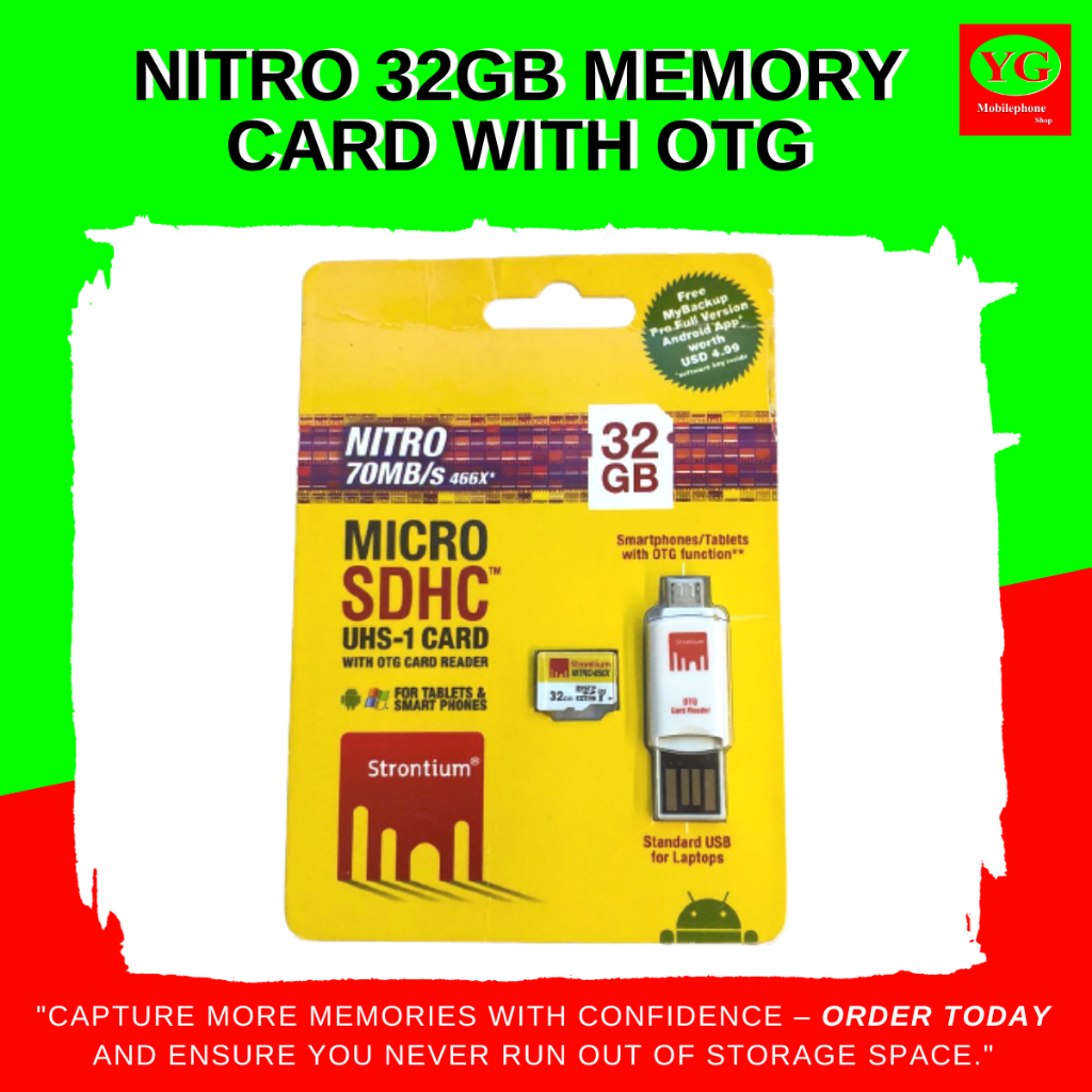 Strontium 32GB Nitro 466X USH-1 microSDHC Memory Card with OTG Card ...