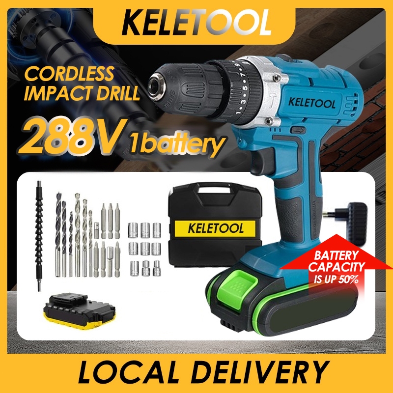288v Cordless Electric Screwdriver drill hammer keletool power tools Impact Ddill Electric