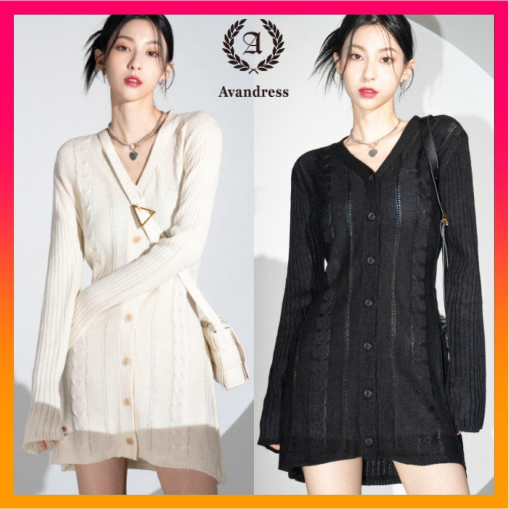 AVANDRESS★韓国★人気★Punching Knit Dress /追跡あり AVANDRESS Punching Knit Dress - 2 Colors | Shopee Singapore