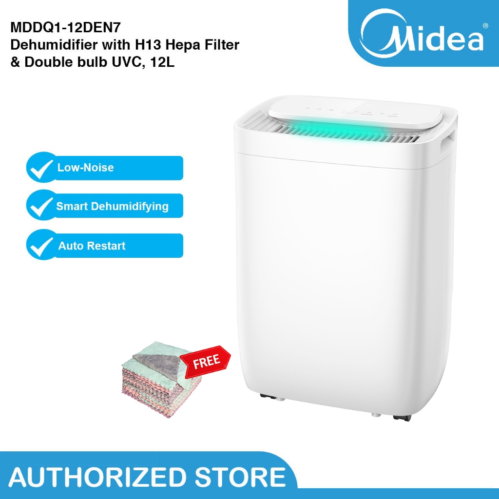 Midea MDDQ112DEN7 Dehumidifier with H13 Hepa Filter, 12L, Humidity and