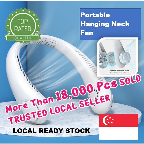 [SG SELLER 🇸🇬] Leafless Fan USB Rechargeable Portable Outdoor Hanging Neck Fan Shopee Singapore
