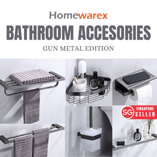 [Local Seller] Gun Metal Bathroom Toilet Corner Rack Storage Holder Bar ...