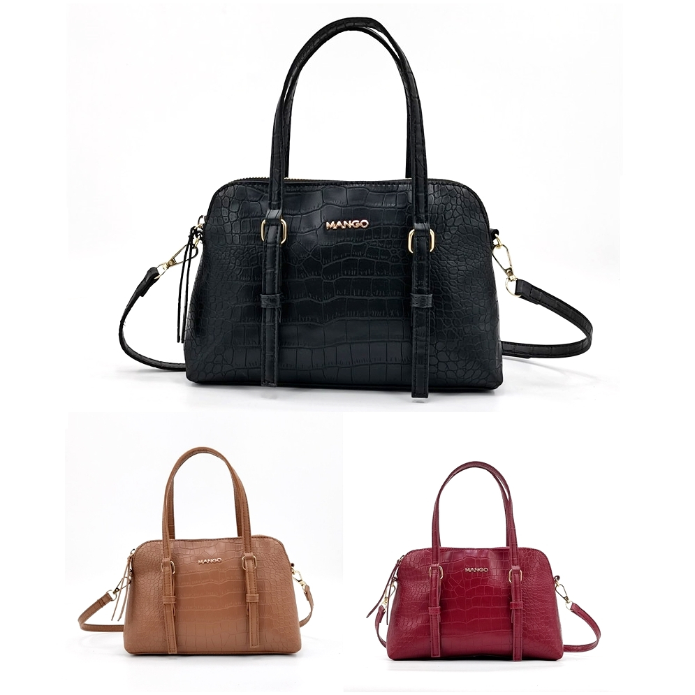 Mango Trendy Crocodile Texture Versatile Crossbody Sling Shell Bag Black Taupe Maroon Red