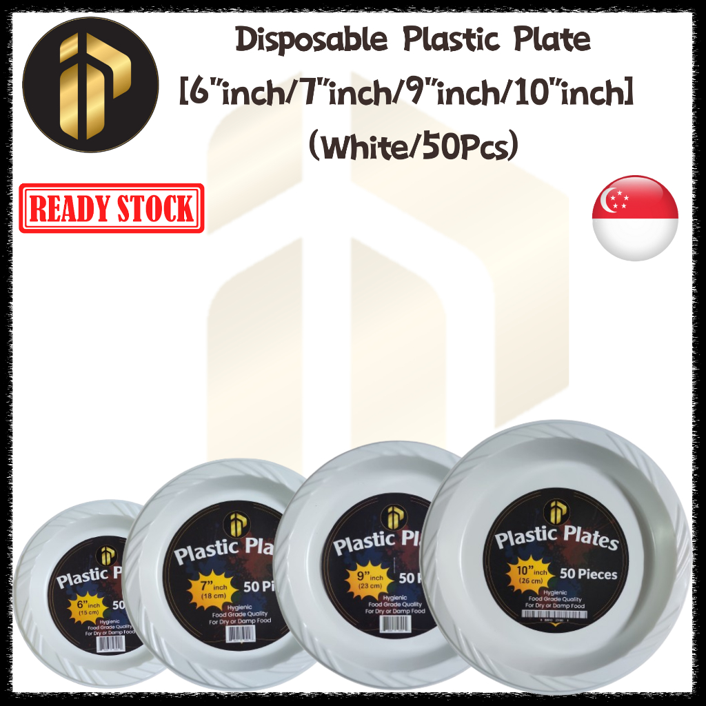 ✓SG READY STOCK - High Quality 50pcs Disposable Plastic Plate- 6