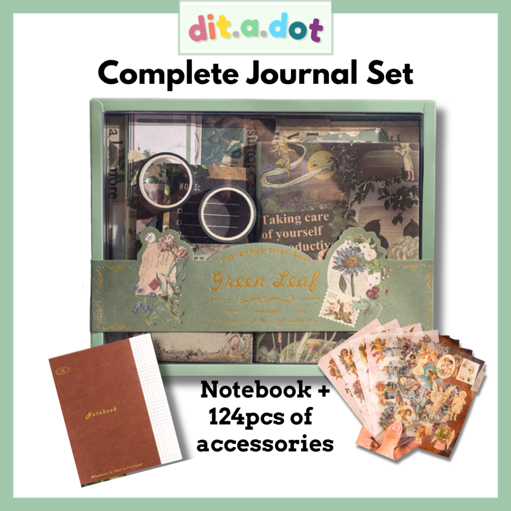 [SG] DitaDot Aesthetic Vintage 125pcs Scrapbook Kit A6 Journal Kit Set ...
