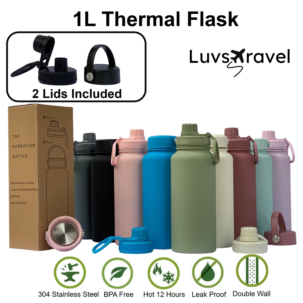 Candy Colour Thermal Flask 1 Litre / 32oz Double Wall Vacuum Insulated