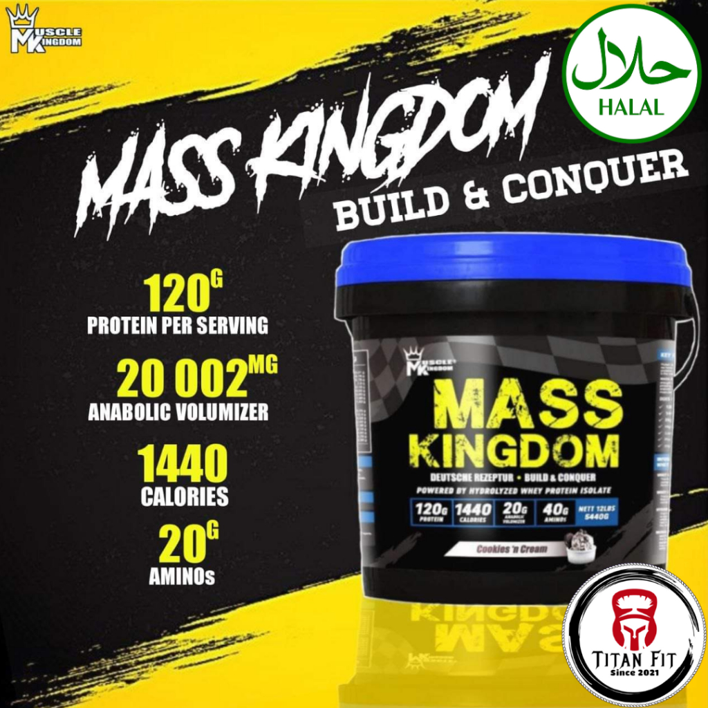 Muscle Kingdom Mass Gainer 12LBS BIG TUB/ Weight Gainer Whey High