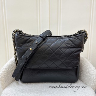 Chanel Small Gabrielle Hobo in Black Distressed Calfskin and 3 tone HW