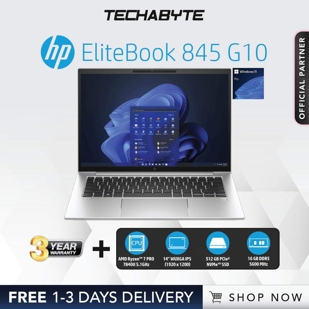 HP EliteBook 845 G10 14" WUXGA Ryzen 7 PRO 7840U 16GB DDR5 512GB SSD Windows 11 Pro