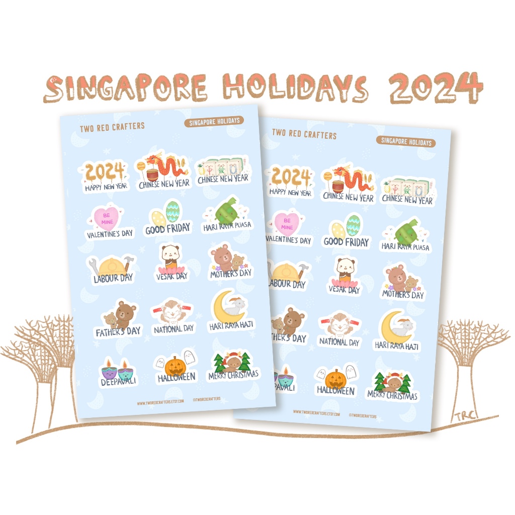 Singapore 🇸🇬 Holidays 2024 Stickers Shopee Singapore