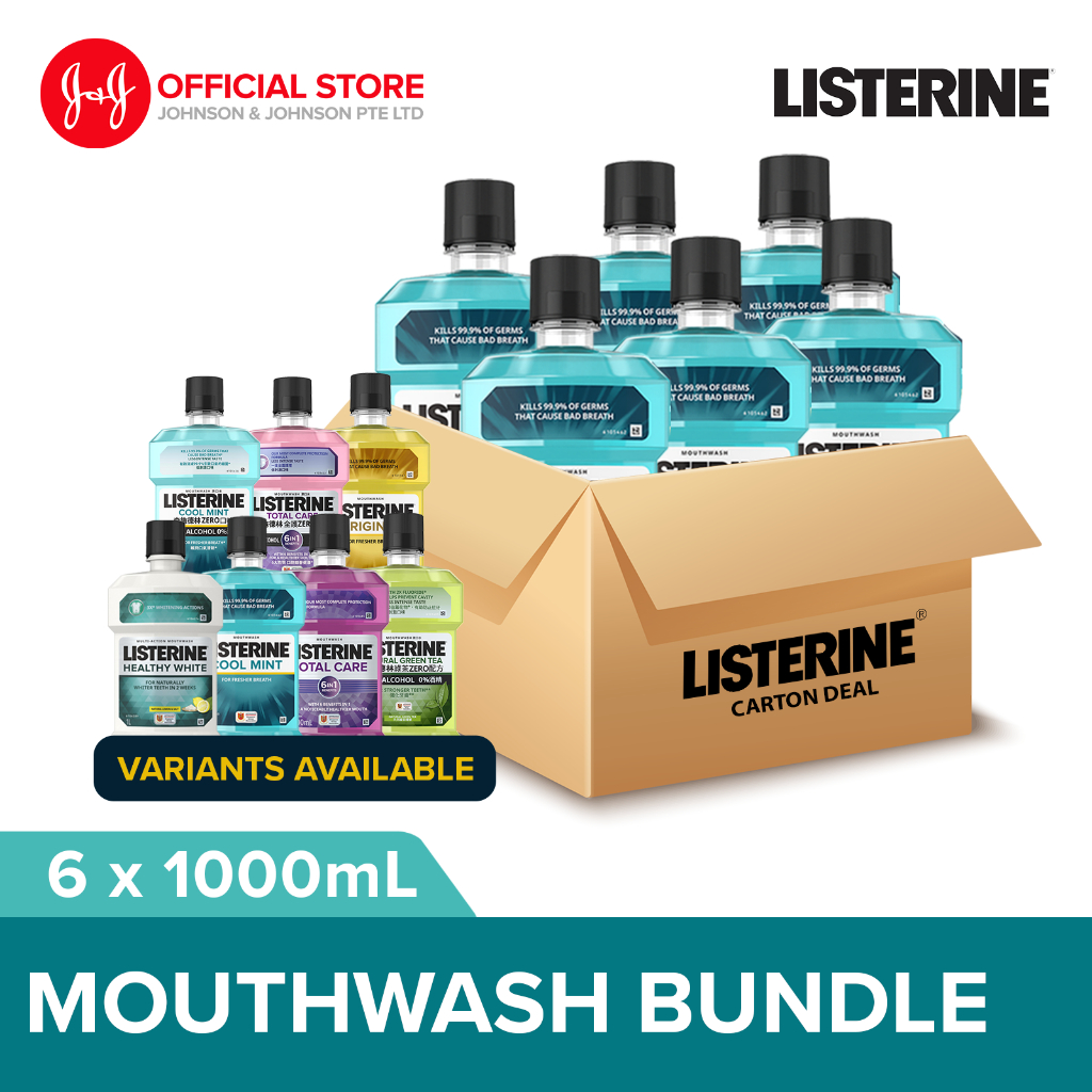 [Bundle of 6] Listerine Mouthwash with 4 Essential Oils 1000ml