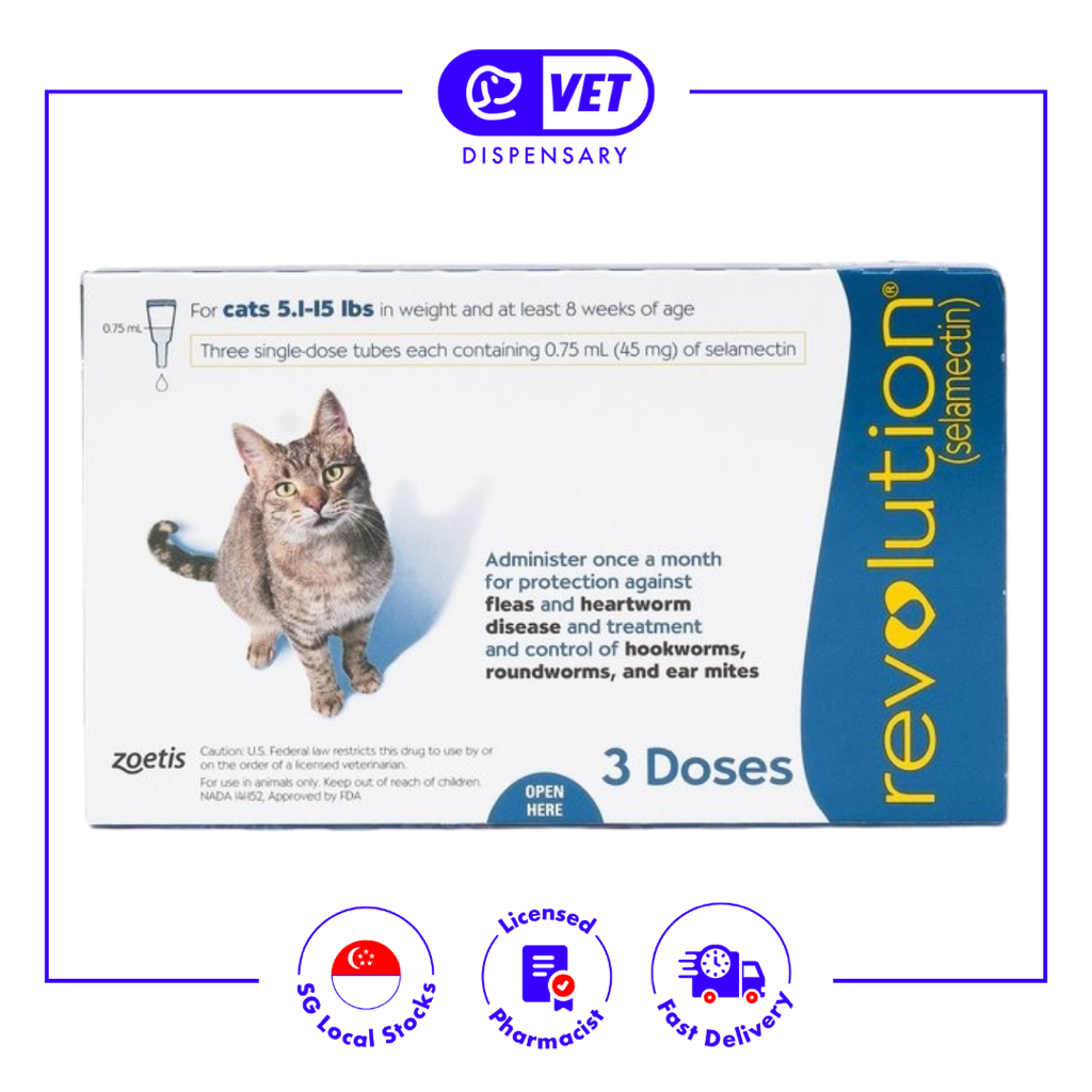 Revolution Heartworm Fleas Ticks Prevention for Cats Blue (5.1lbs to