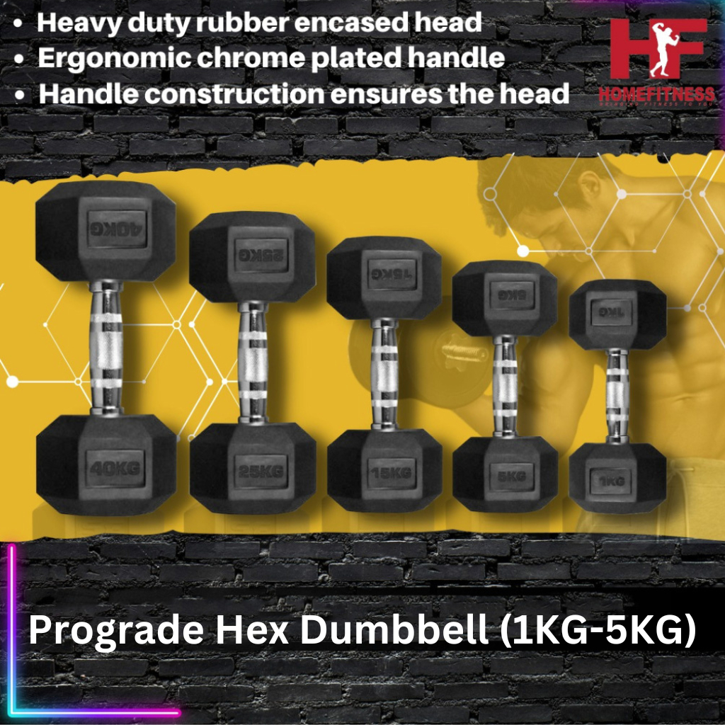 Prograde Rubber Hex Dumbbell (1KG 5KG) Shopee Singapore