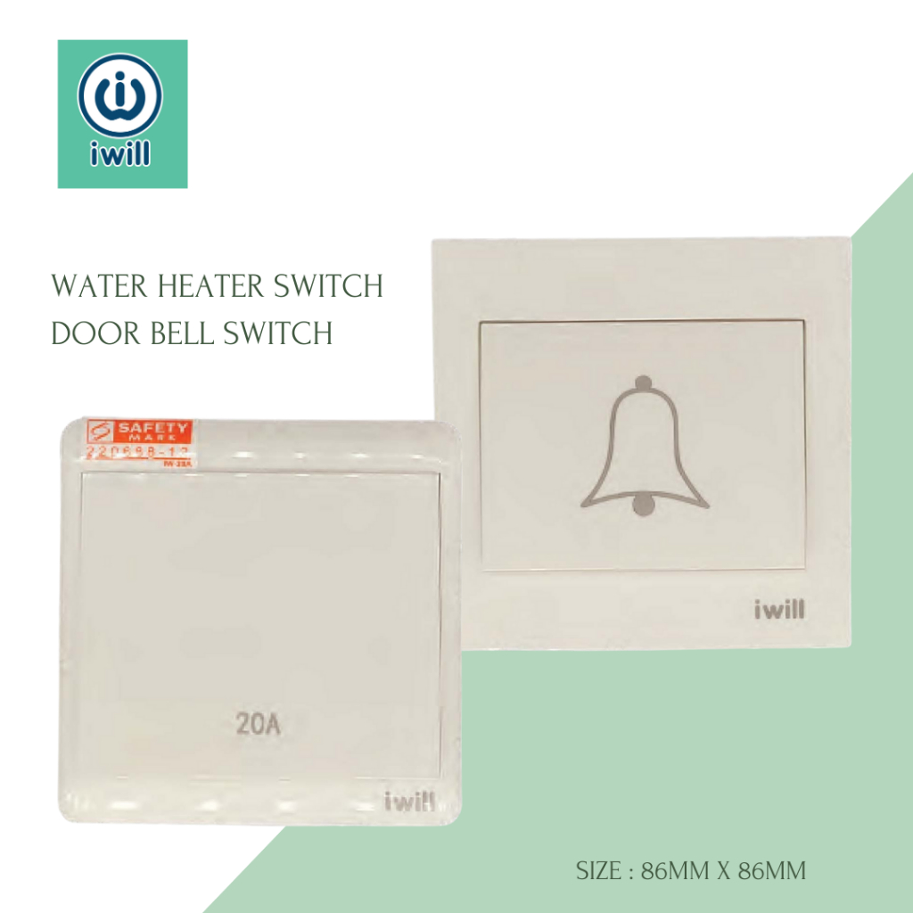 IWill Wall Mount 20A Water Heater with Neon Indicator Switch and Bell ...