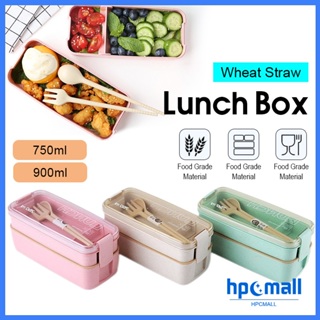 Wheat Straw Lunch Box Healthy Material 3 Layer 900ml Microwave